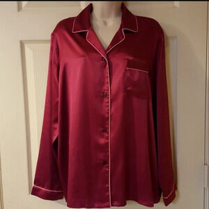 Victoria's Secret Victoria’s Secret Satin Deep Burgundy Button Down Pajama Med